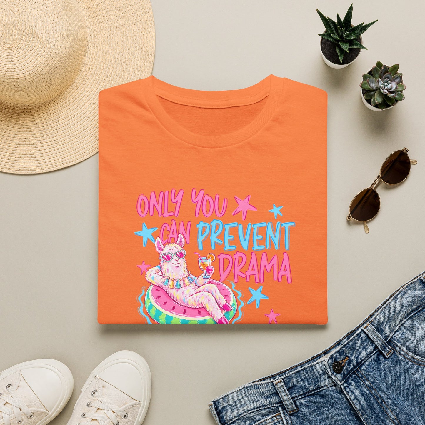 Only You Can Prevent Drama T-Shirt — Cute Llama Pool Float Graphic Tee