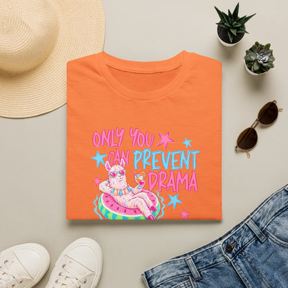 Only You Can Prevent Drama T-Shirt — Cute Llama Pool Float Graphic Tee