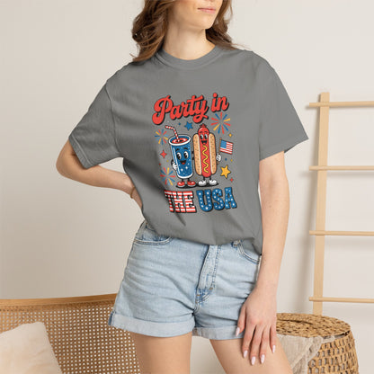 Party in the USA T-Shirt — 4th of July Hot Dog & Soda Graphic Tee