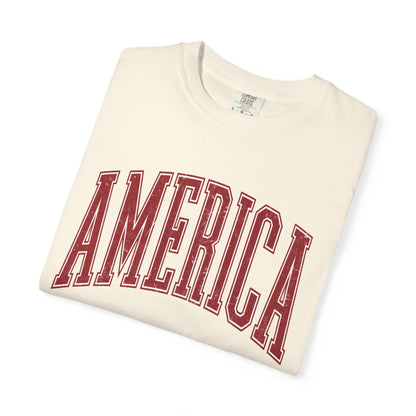 America Graphic T‑Shirt — Vintage Collegiate Patriotic Tee