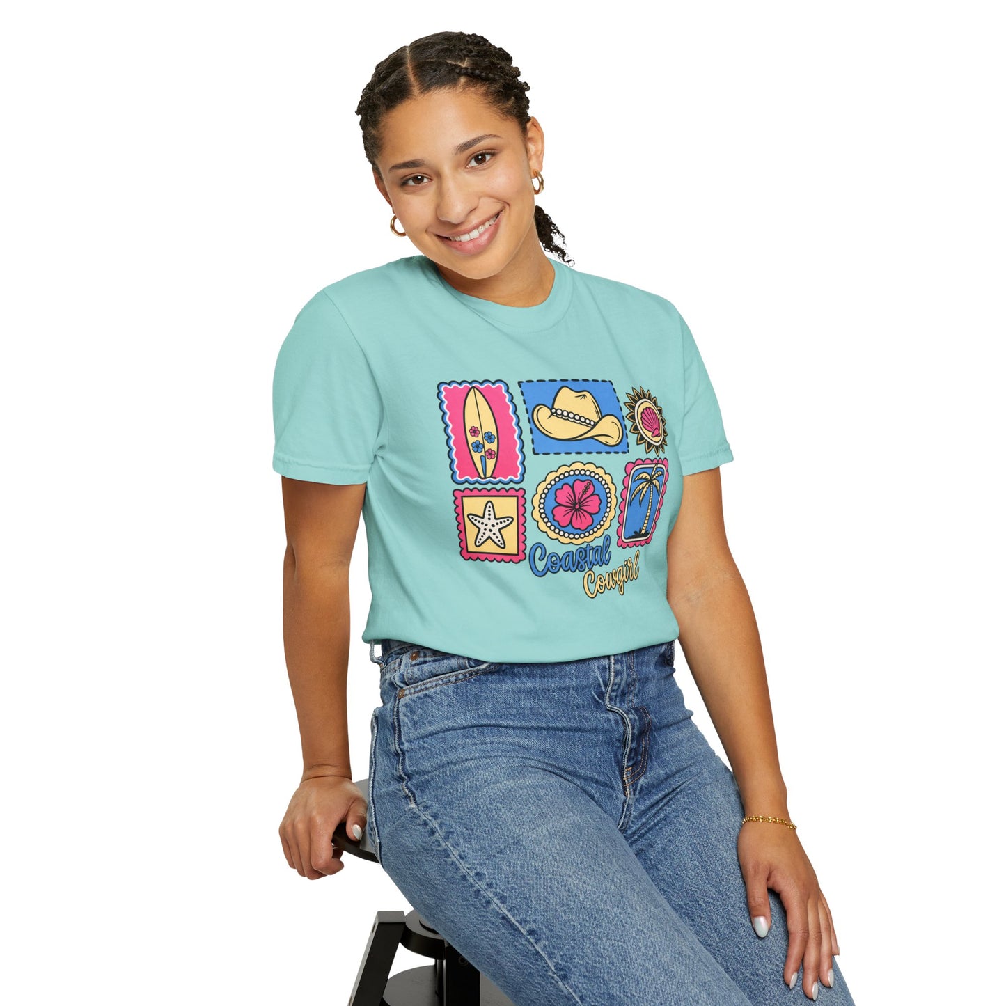 Coastal Cowgirl Graphic T-Shirt — Retro Beach Icons Tee