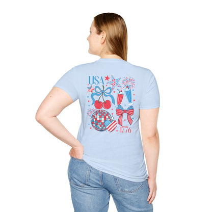 Patriotic Cherry T-Shirt — USA 1776 Fourth of July Graphic Tee