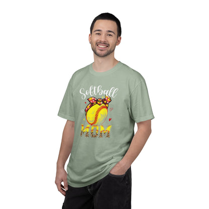 Softball Mom T‑Shirt — 'MOM' with Softball Bandana Graphic