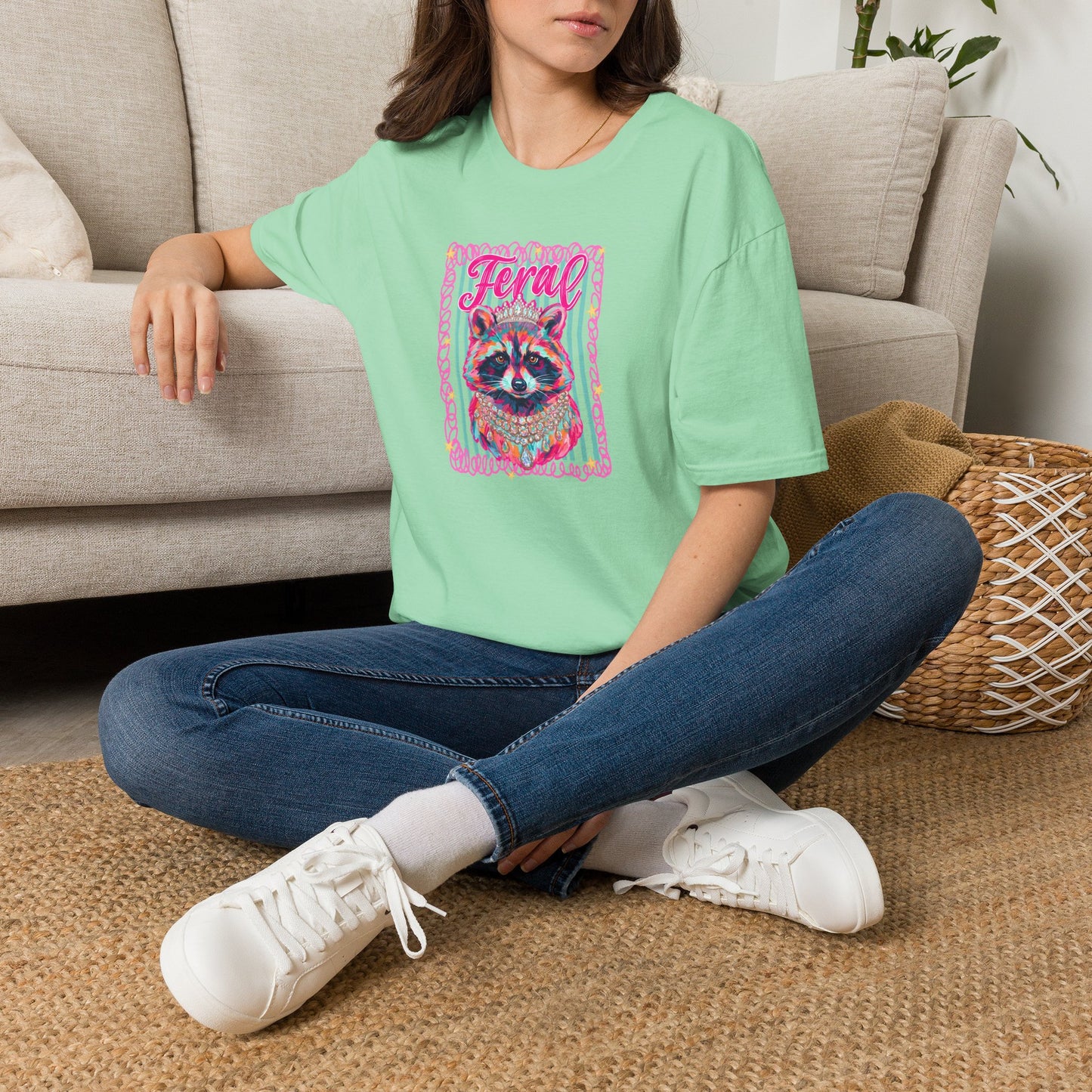 Feral Raccoon Gildan softstyle tshirt