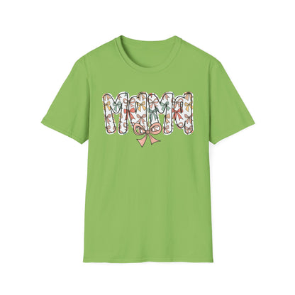 Mama Floral Typography T-Shirt — 'MAMA' Bow Graphic, Cute Mother's Day Gift