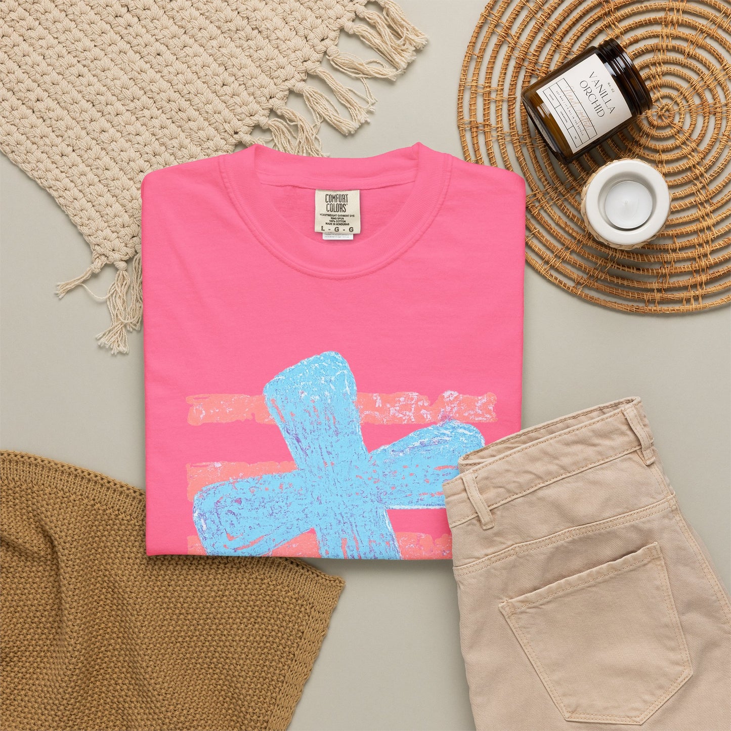 Cross & Stripes T-Shirt — Retro Coastal Church Graphic Tee