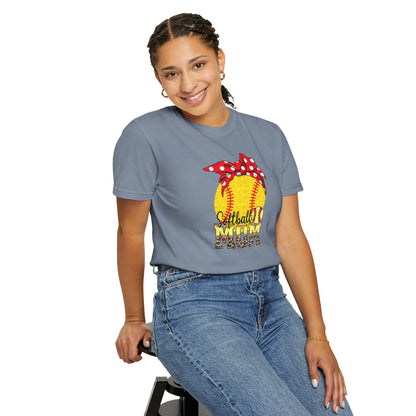 Softball Mom T-Shirt — Vintage Softball Graphic with Bandana Accent