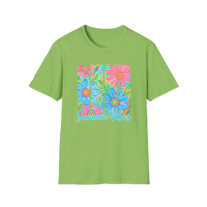 Summer vibes floral tee- Gildan softstyle