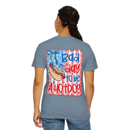 Hot Dog Graphic T-Shirt — "Bad Day to Be a Hot Dog" Patriotic Tee