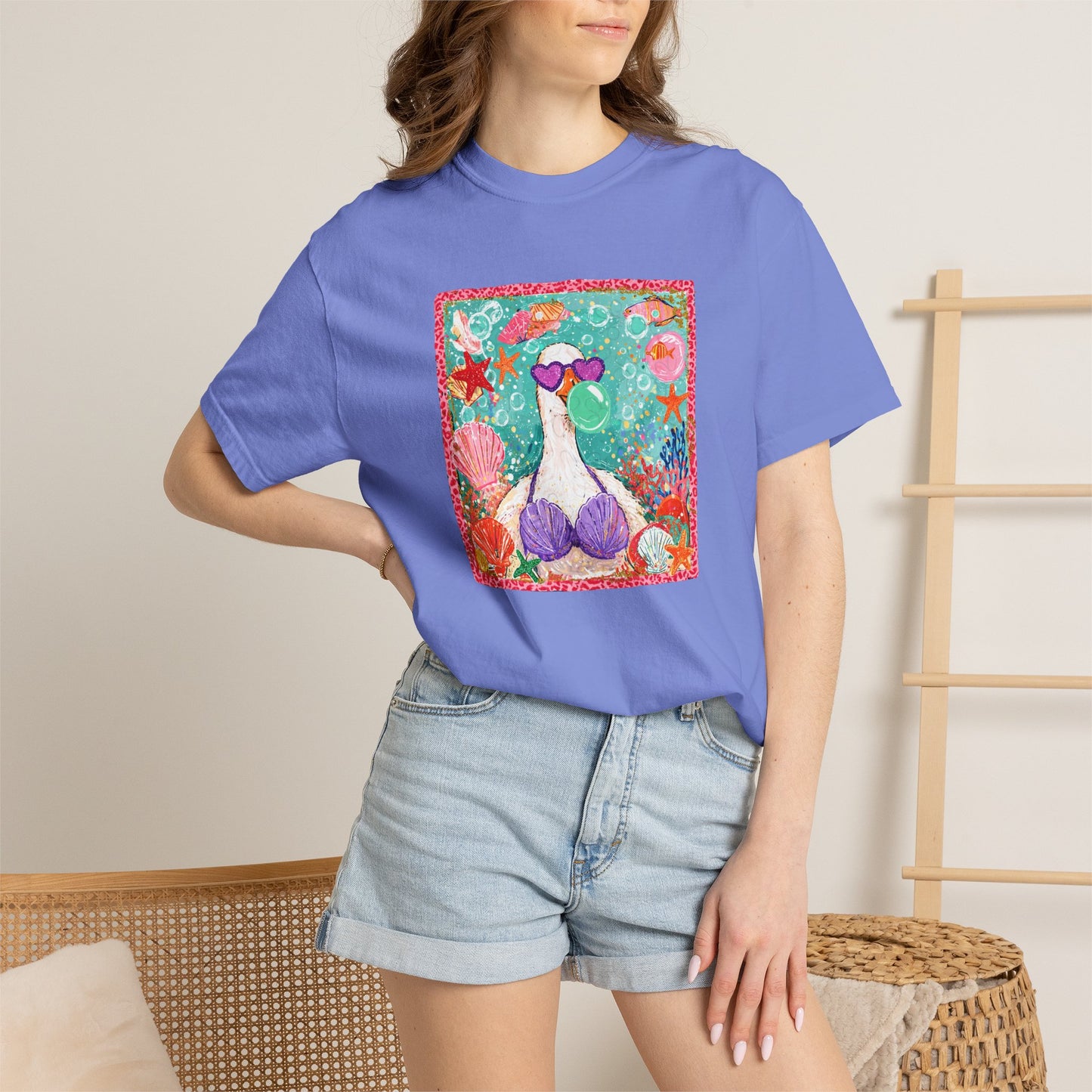 Goose in Bikini Beach T-Shirt — Cute Retro Seaside Graphic Tee