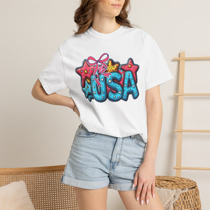 USA Star Balloon Graphic T-Shirt — Patriotic 4th of July Tee