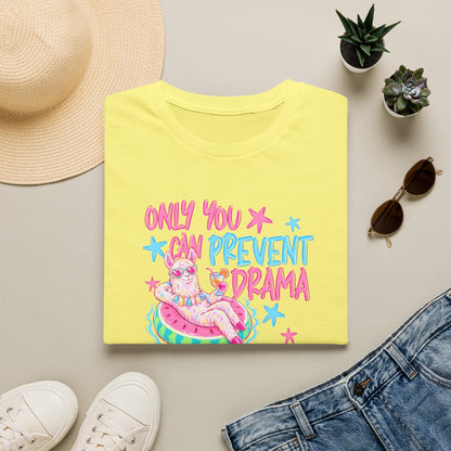 Only You Can Prevent Drama T-Shirt — Cute Llama Pool Float Graphic Tee