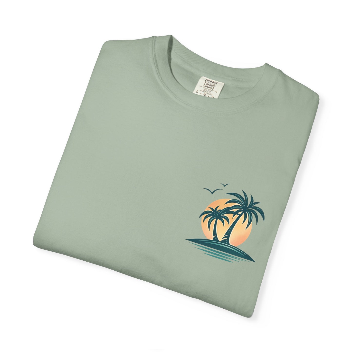 Palm Island Sunset T-Shirt — Tropical Beach Graphic Tee