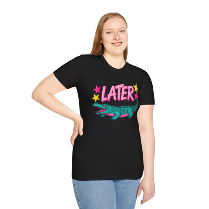 Later Alligator T‑Shirt — Retro Cartoon Gator "Later/After A While" Graphic Tee