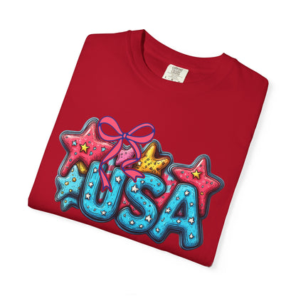 USA Star Balloon Graphic T-Shirt — Patriotic 4th of July Tee