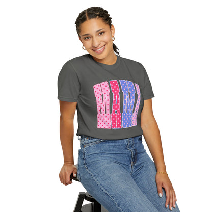 Mama Polka Dot Graphic T-Shirt — Pink & Purple Retro Mother's Day Tee