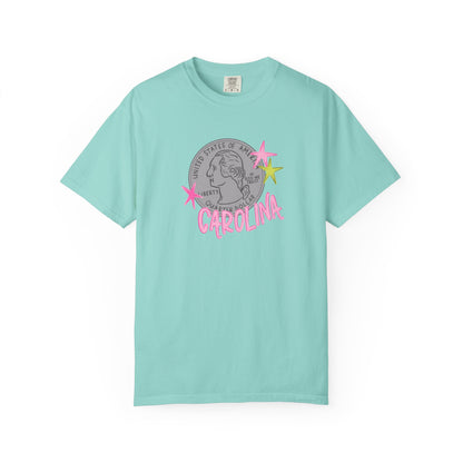 California Coin Graphic Tee — 'California' Retro Neon Stars T-Shirt