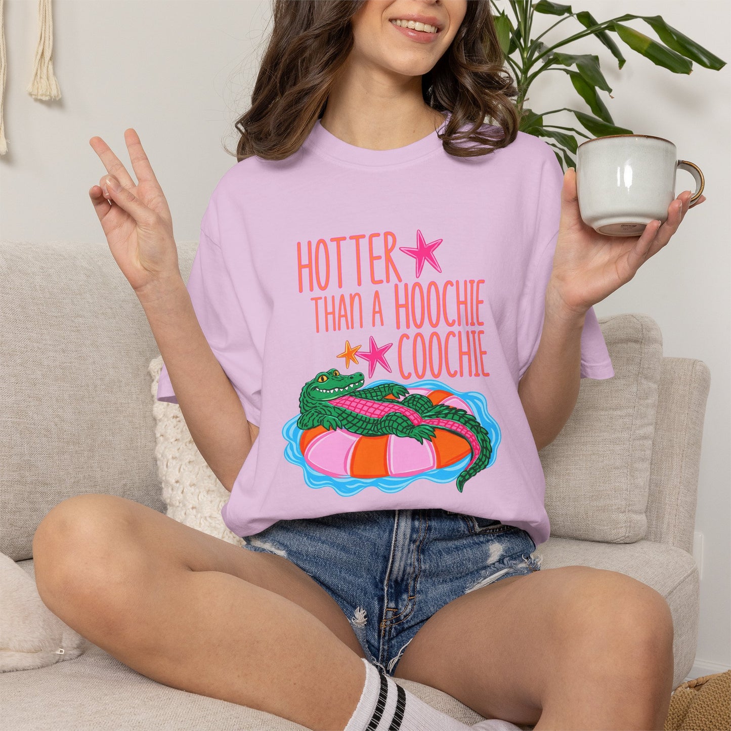 T-Shirt — "Hotter Than a Hoochie Coochie" Gator Pool Graphic Tee