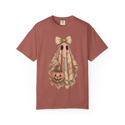 Halloween Ghost Girl T-Shirt — Vintage Cute Trick-or-Treat Pumpkin Tee