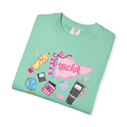 Teacher Essentials T-Shirt — Fun School Supplies Graphic
