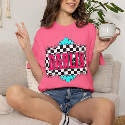 Darlin' Checkerboard Graphic T-Shirt