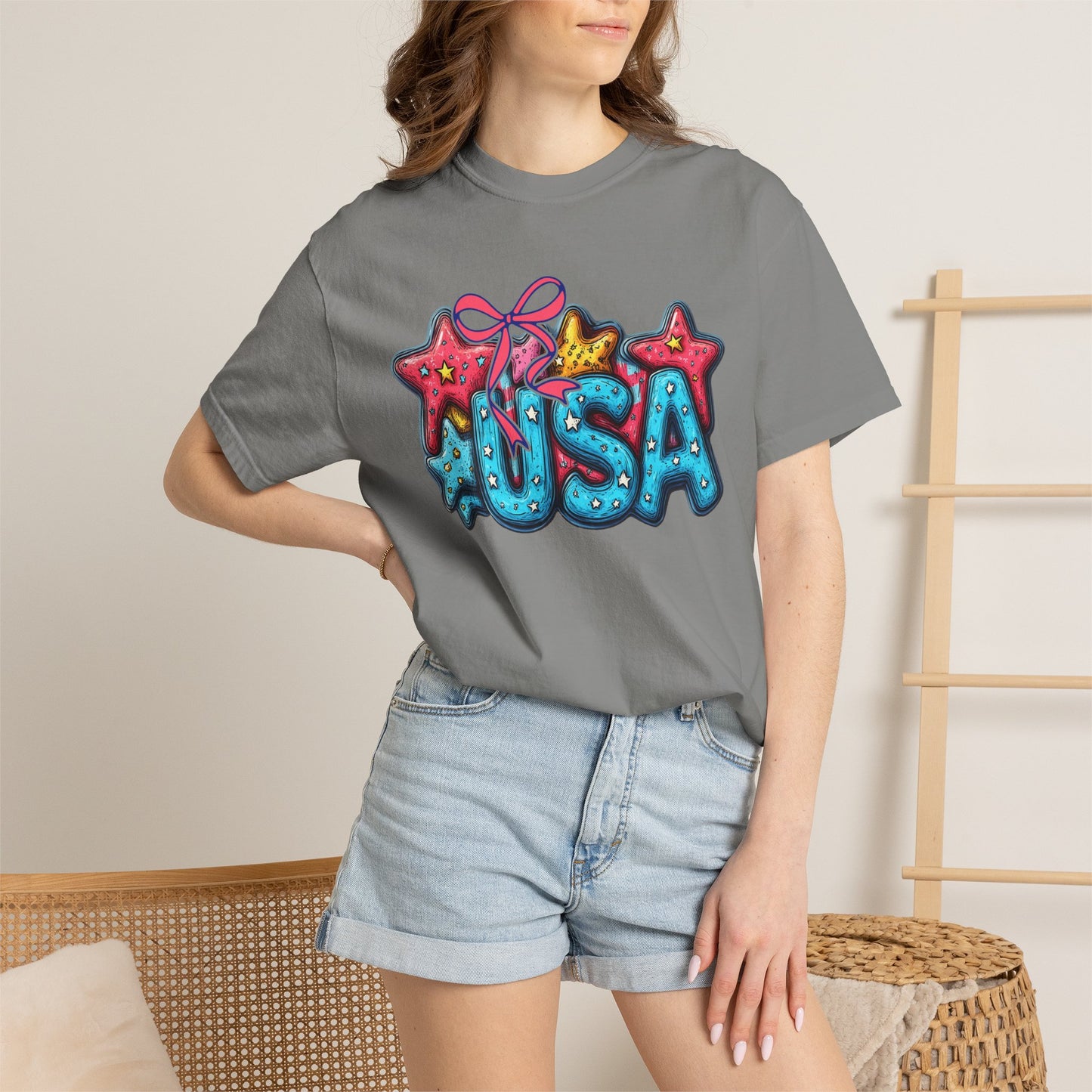 USA Star Balloon Graphic T-Shirt — Patriotic 4th of July Tee