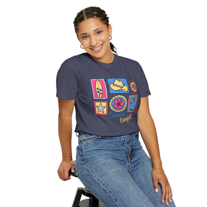 Coastal Cowgirl Graphic T-Shirt — Retro Beach Icons Tee