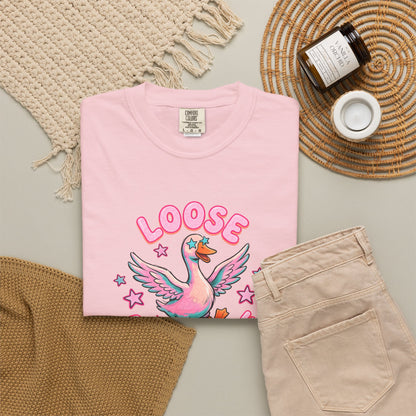 Loose as a Goose T-Shirt — Cute Retro Pink Goose Graphic Tee
