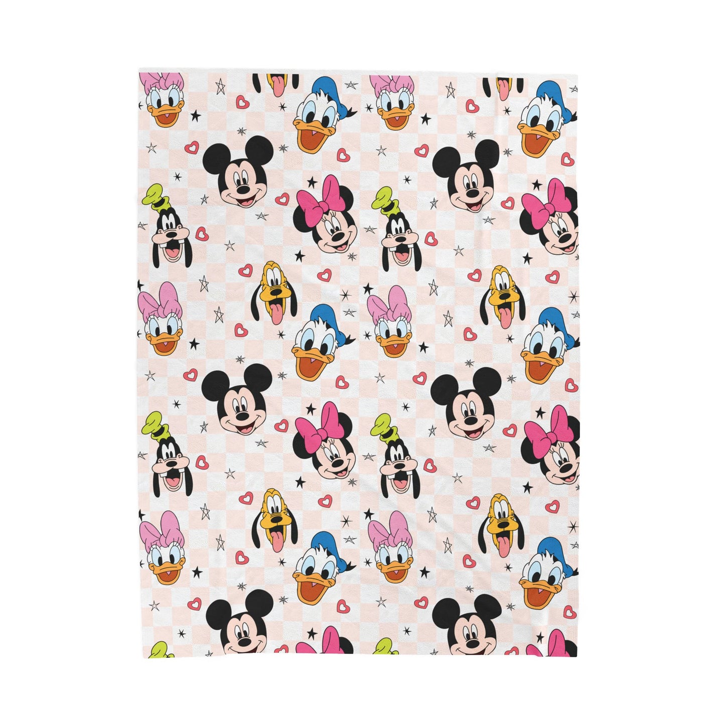 Disney Character Velveteen Plush Blanket — Mickey, Minnie, Donald & Daisy Faces