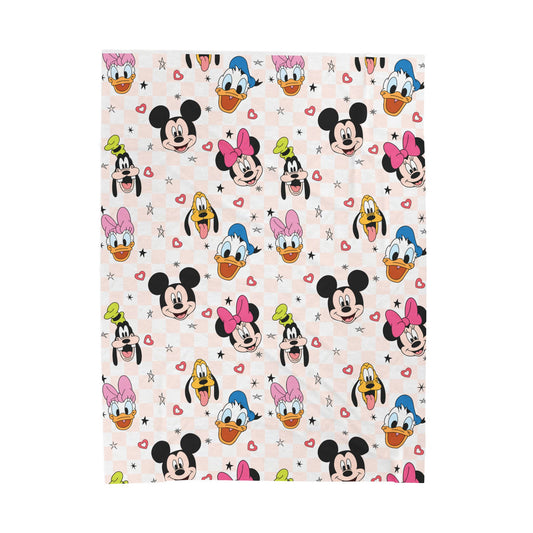 Disney Character Velveteen Plush Blanket — Mickey, Minnie, Donald & Daisy Faces
