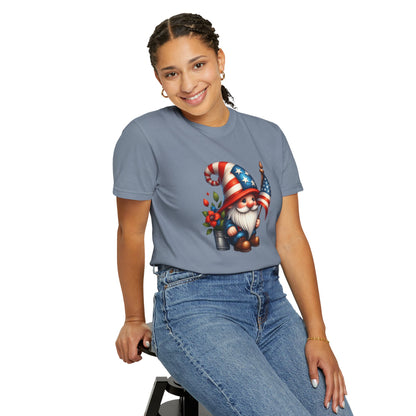 Patriotic Gnome T-Shirt – American Flag Fourth of July Garden Gnome Tee