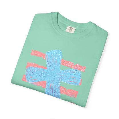 Cross & Stripes T-Shirt — Retro Coastal Church Graphic Tee