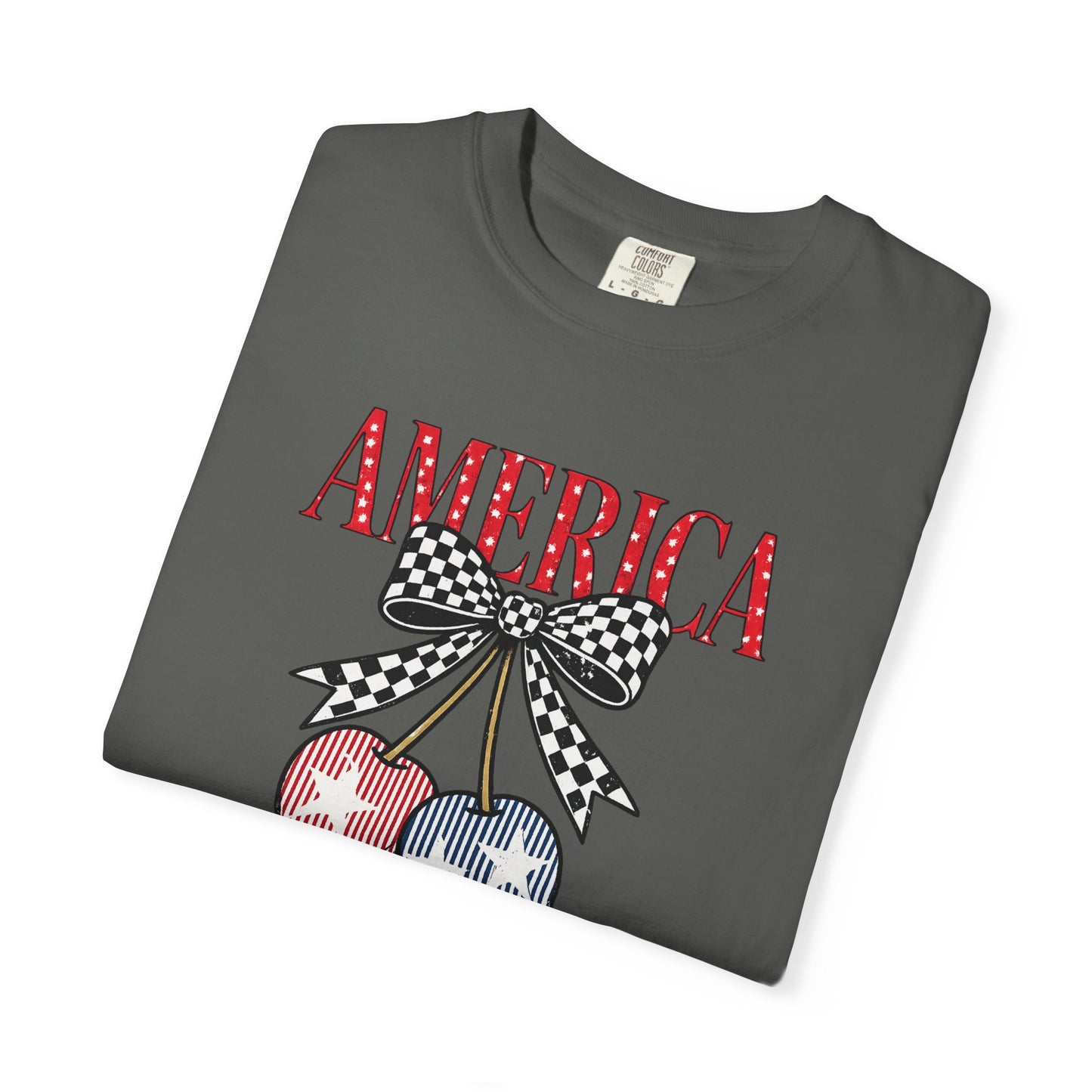 America Cherry Graphic T-Shirt — Patriotic 4th of July Tee