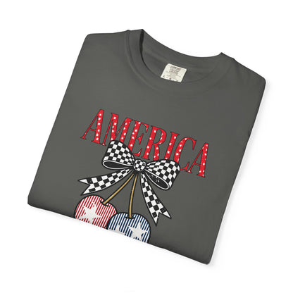 America Cherry Graphic T-Shirt — Patriotic 4th of July Tee