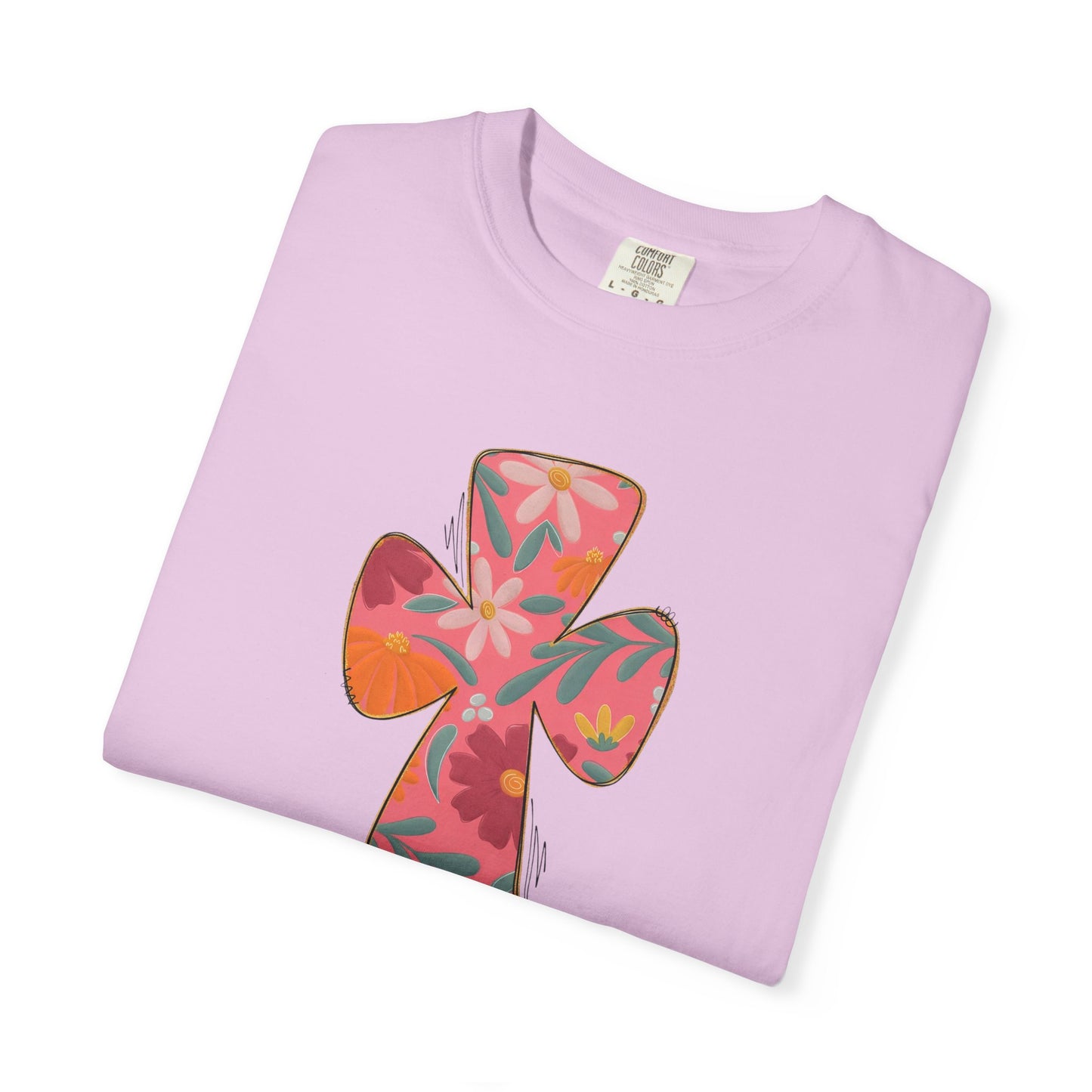 Floral Cross T-Shirt — Tropical Flower Graphic Tee