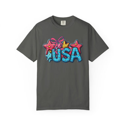 USA Star Balloon Graphic T-Shirt — Patriotic 4th of July Tee