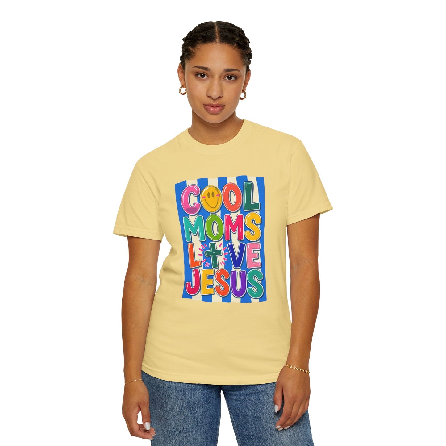 Cool Moms Love Jesus T-Shirt — Colorful Retro Christian Graphic Tee