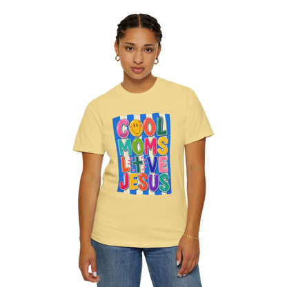 Cool Moms Love Jesus T-Shirt — Colorful Retro Christian Graphic Tee