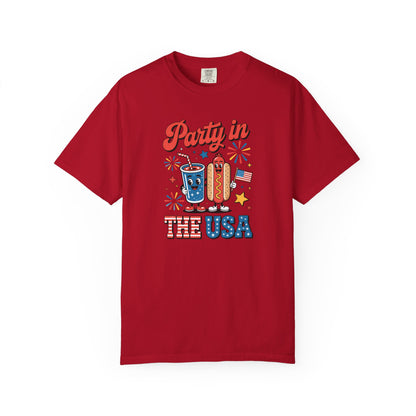 Party in the USA T-Shirt — 4th of July Hot Dog & Soda Graphic Tee