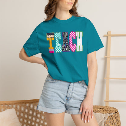 Teach Colorblock Graphic T-Shirt — Fun Teacher Appreciation Tee