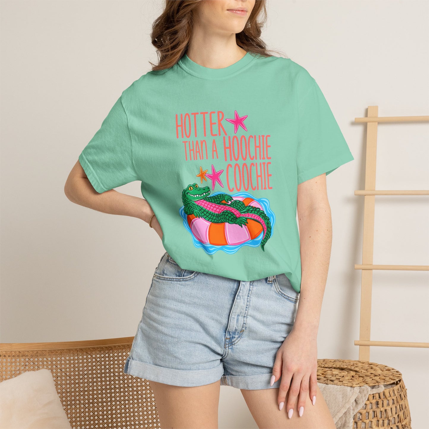 T-Shirt — "Hotter Than a Hoochie Coochie" Gator Pool Graphic Tee