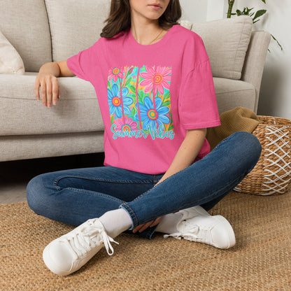 Summer vibes floral tee- Gildan softstyle