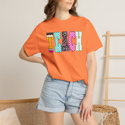 Teach Colorblock Graphic T-Shirt — Fun Teacher Appreciation Tee