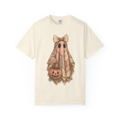 Halloween Ghost Girl T-Shirt — Vintage Cute Trick-or-Treat Pumpkin Tee