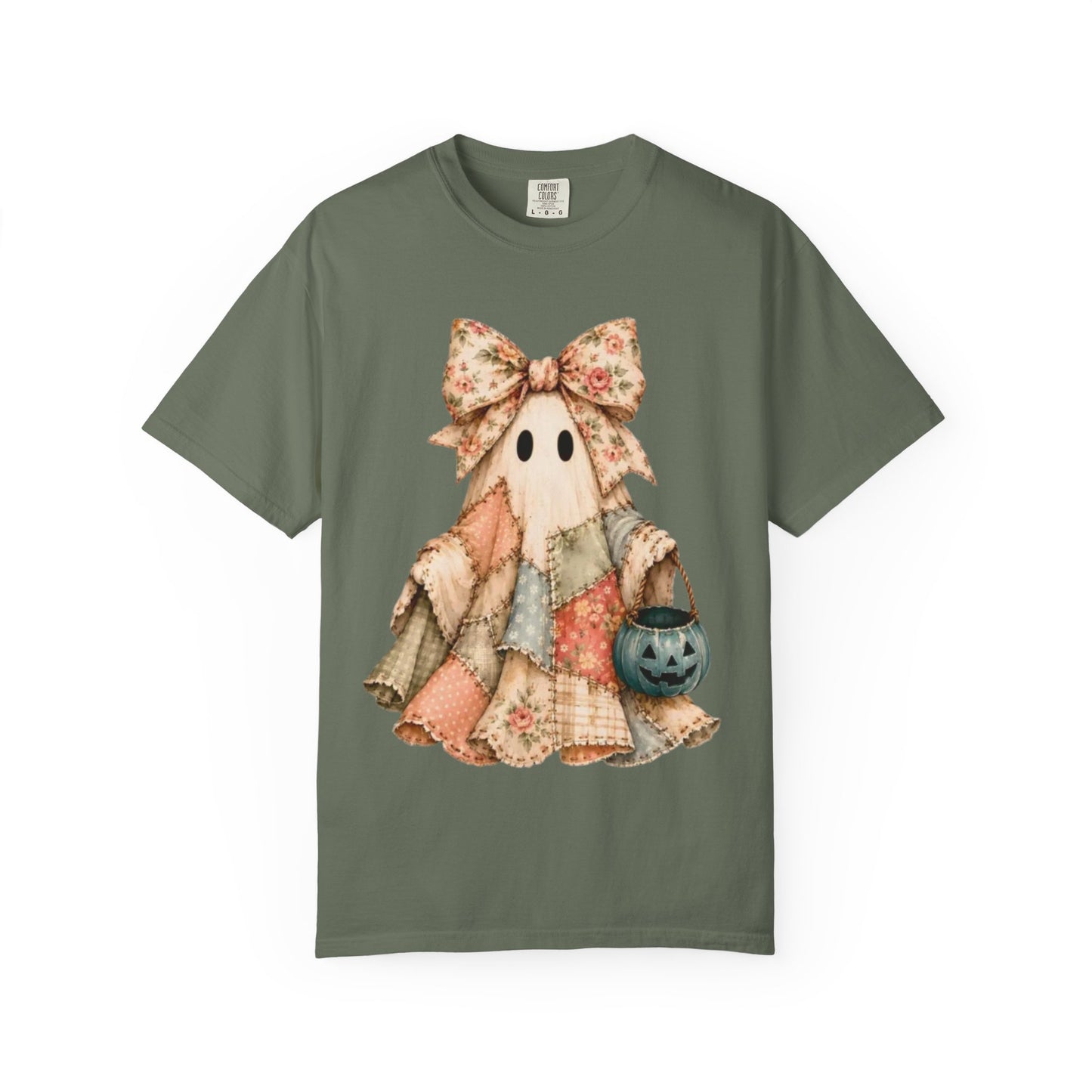 Halloween Patchwork Ghost T-Shirt — Cute Vintage Trick-or-Treat Tee