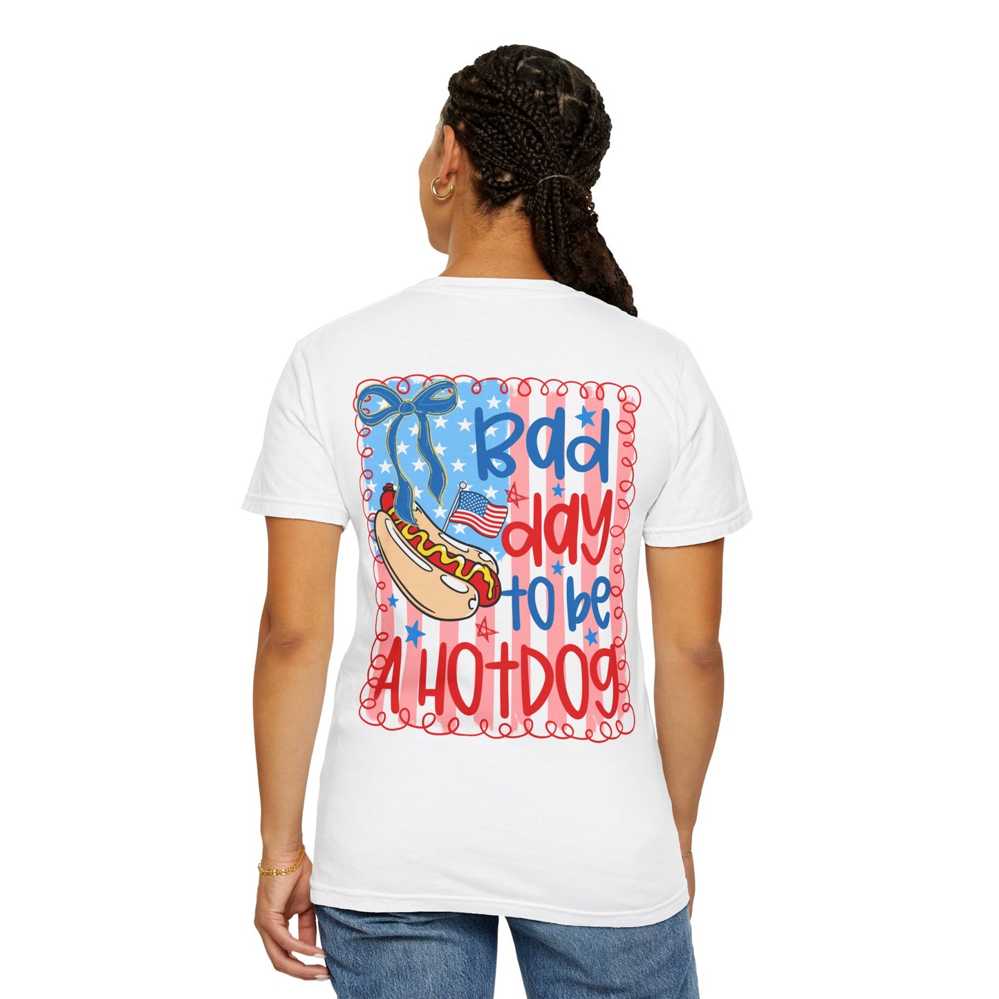 Hot Dog Graphic T-Shirt — "Bad Day to Be a Hot Dog" Patriotic Tee