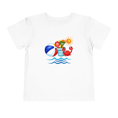 Toddler Tee — Colorful Beach Crab & Sand Pail Summer Shirt