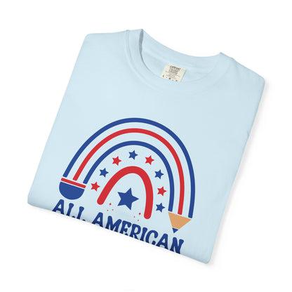 All American Teacher T-Shirt — Patriotic Rainbow Teacher Top