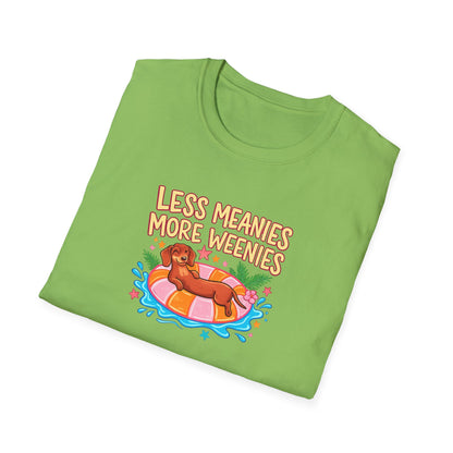 Less Meanies More Weenies T‑Shirt — Funny Hot Dog Pool Graphic Tee