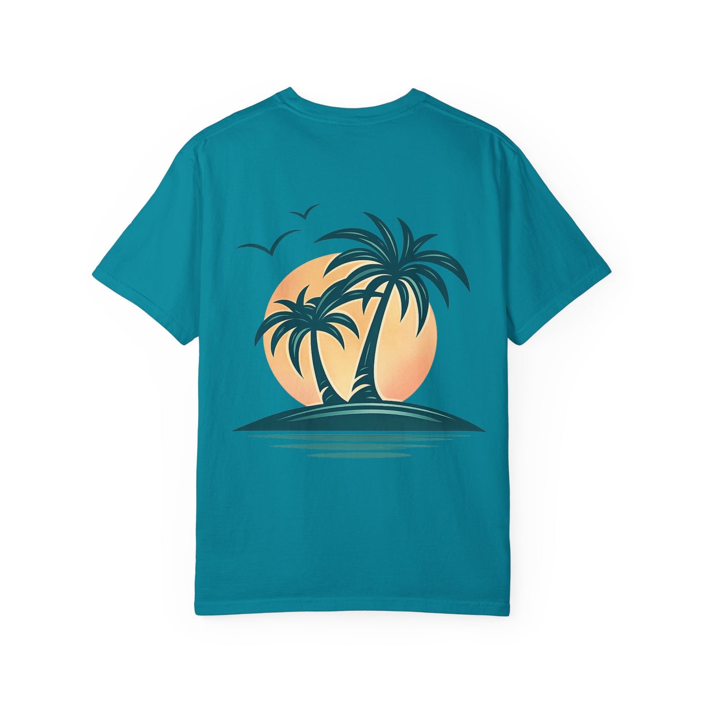 Palm Island Sunset T-Shirt — Tropical Beach Graphic Tee
